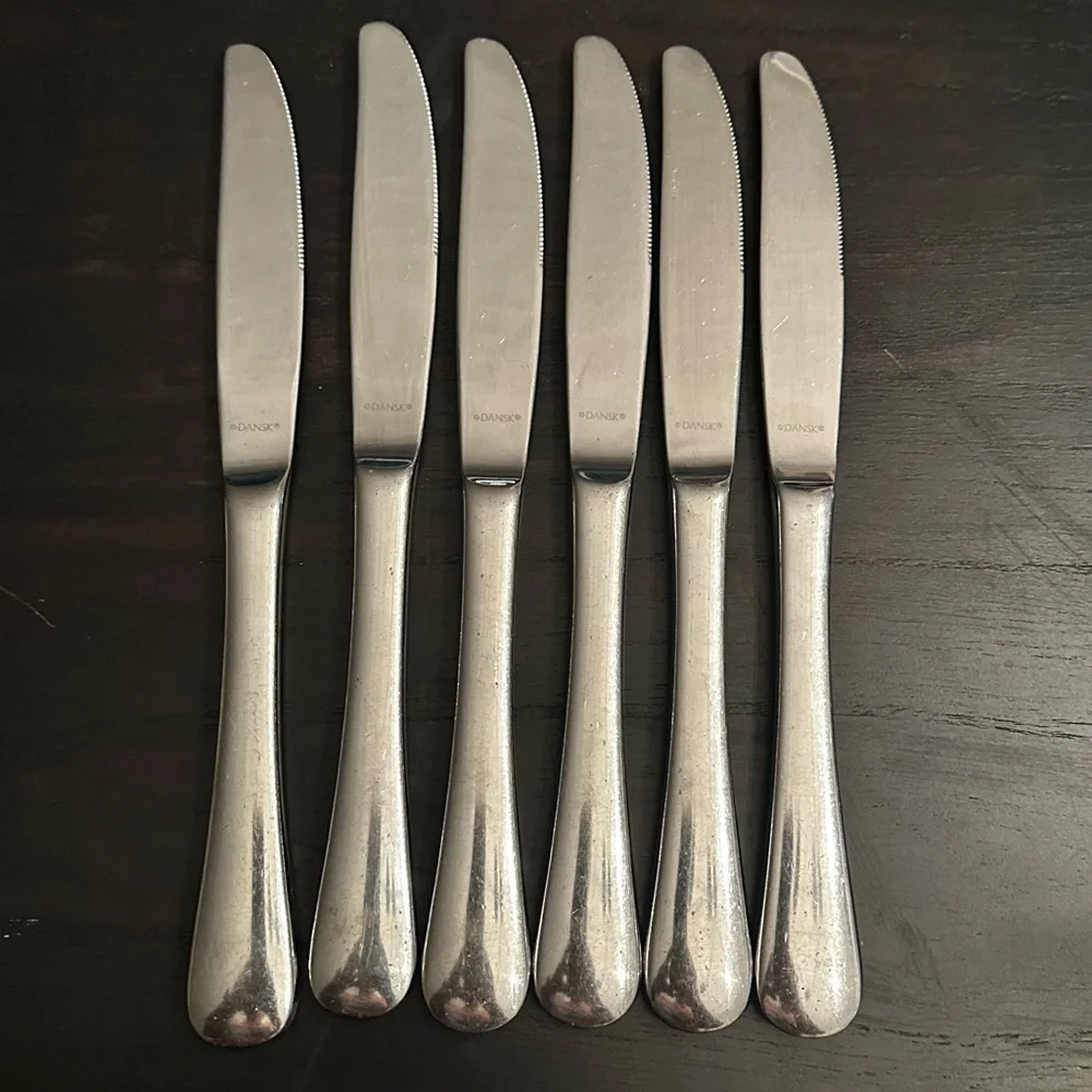 Dansk ESCAPADE Stainless Flatware 6 Dinner Knives 9”